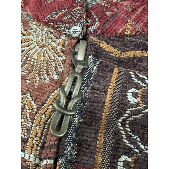 Vintage Christopher & Banks L Brown Floral Foliage Geometric Tapestry Blazer - Picture 4 of 9